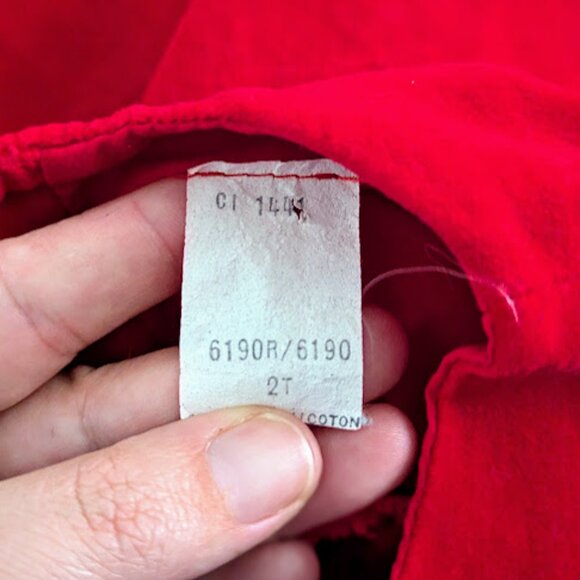 Vintage Toddler Baby Girls Red Velvet Dress Lace Trim Size 2T - Picture 6 of 6